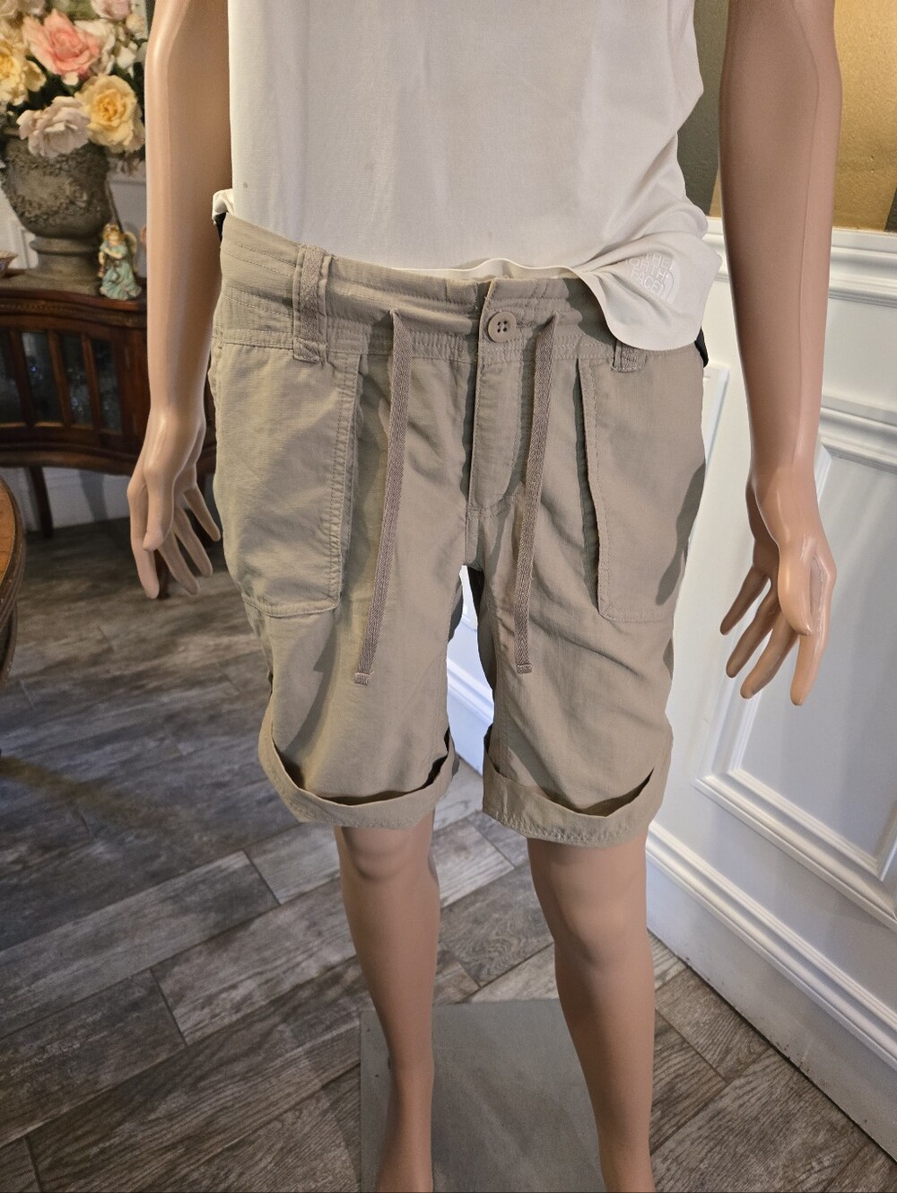 The North Face Beige Cargo Drawstring Shorts